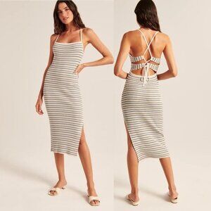 Abercrombie & Fitch Ribbed Lace-Up Midi Dress - Size Small